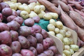 ripe raw potatoes at the market