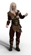 isolated viking with long white hair