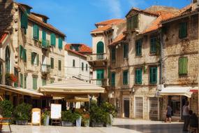 old buildings with cafes