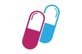 medical capsule purple blue drawing