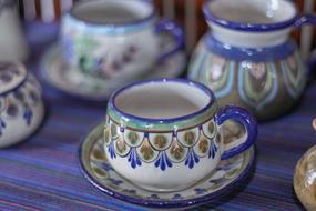 beautiful blue patterned mugs