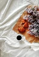 sweet breakfast on the bed
