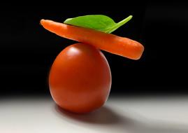 balance of tomato, carrot and basil