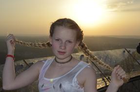 Girl Blond Braids Tv Tower stuttgart