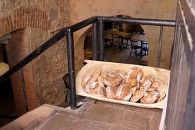 Crispy delicious bread on the floor