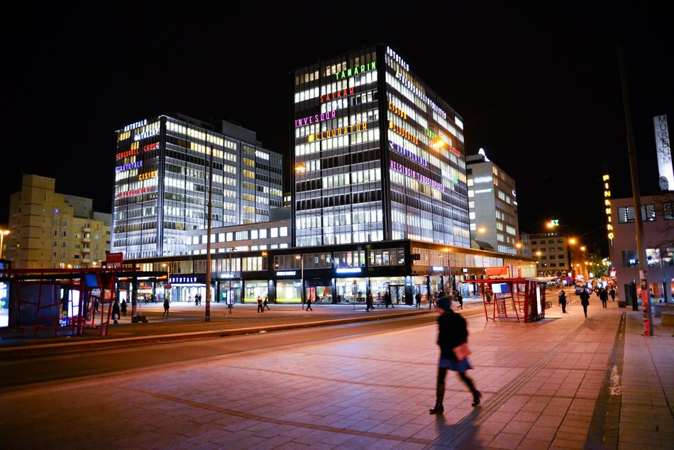 Helsinki Man Walking at night