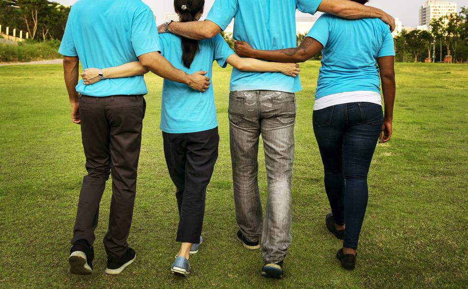 Arms Around Back Blue