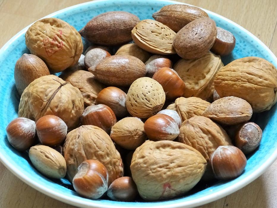 ripe nuts in a plate