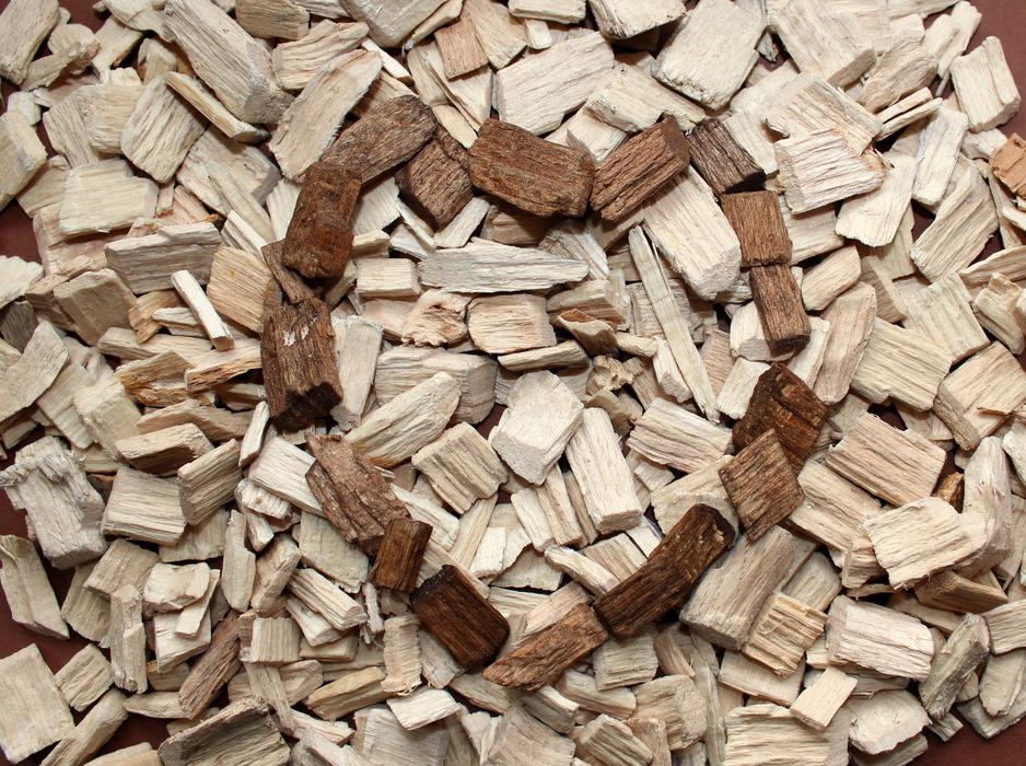 Wood shavings laid out in a heart pattern