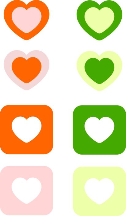 colored icons of hearts and shapes