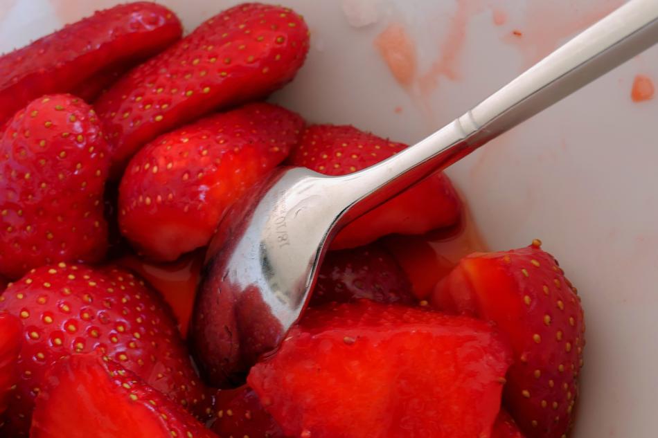 spoon in a strawberry
