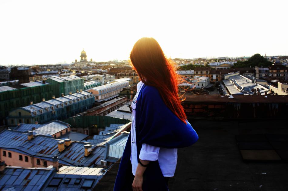 Girl Woman on Roof