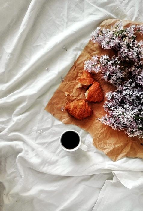 sweet breakfast on the bed