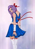 young anime girl in blue as an illustration