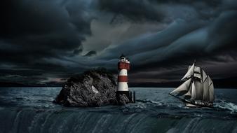 Sea Lighthouse Ship