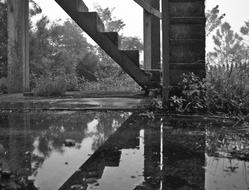 Stairs Black And White Reflection