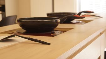 pans on the stove