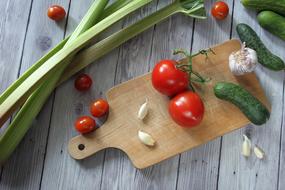 scattered vegetables on the table