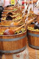 Pickled vegetables in barrels