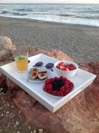 healthy sweet breakfast by the sea