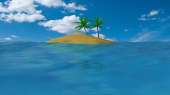 island ocean sea sky water