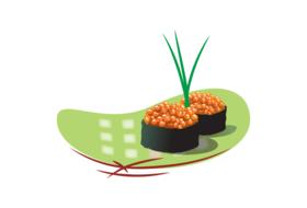 caviar sushi on a green plate
