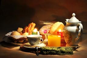 delicious tea with food