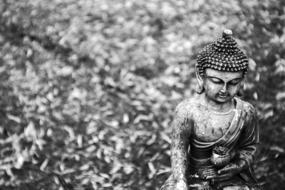 Monochrome photo of buddha figure