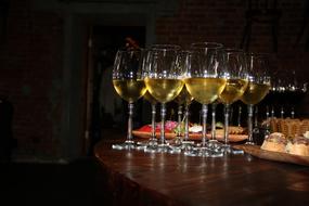 beautiful glasses with alcoholic beverage