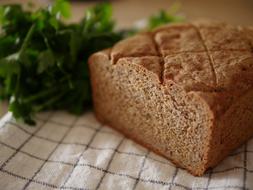Crusty bread and parsley on the table