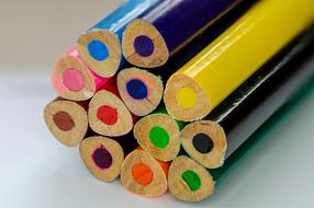 bunch of colored pencils close up