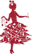 christmas lady retro pink glitter