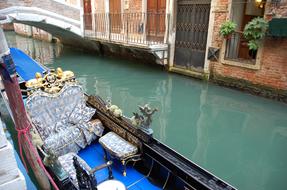 urban river canal with a boat