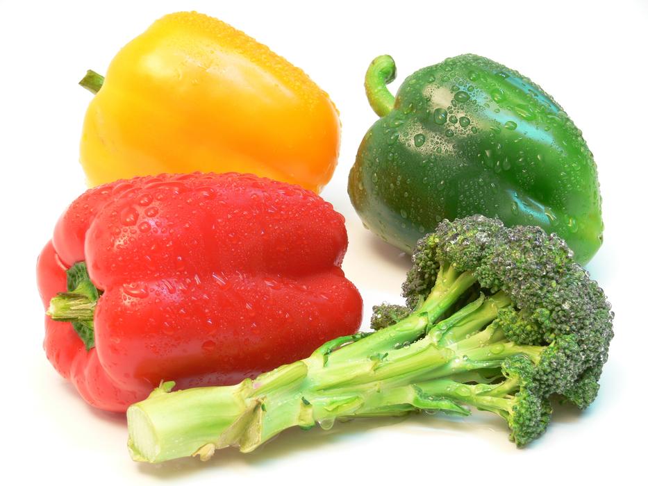 Healthy vegetables on a white background
