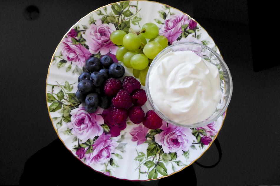 juicy berries and cream