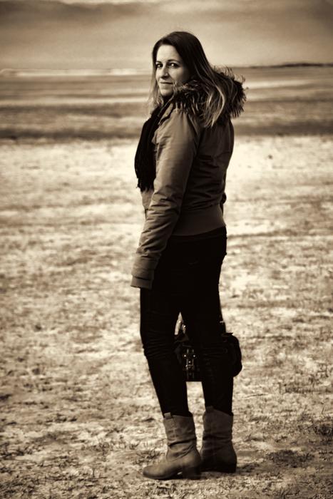 a girl standing look