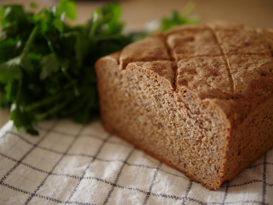 Crusty bread and parsley on the table