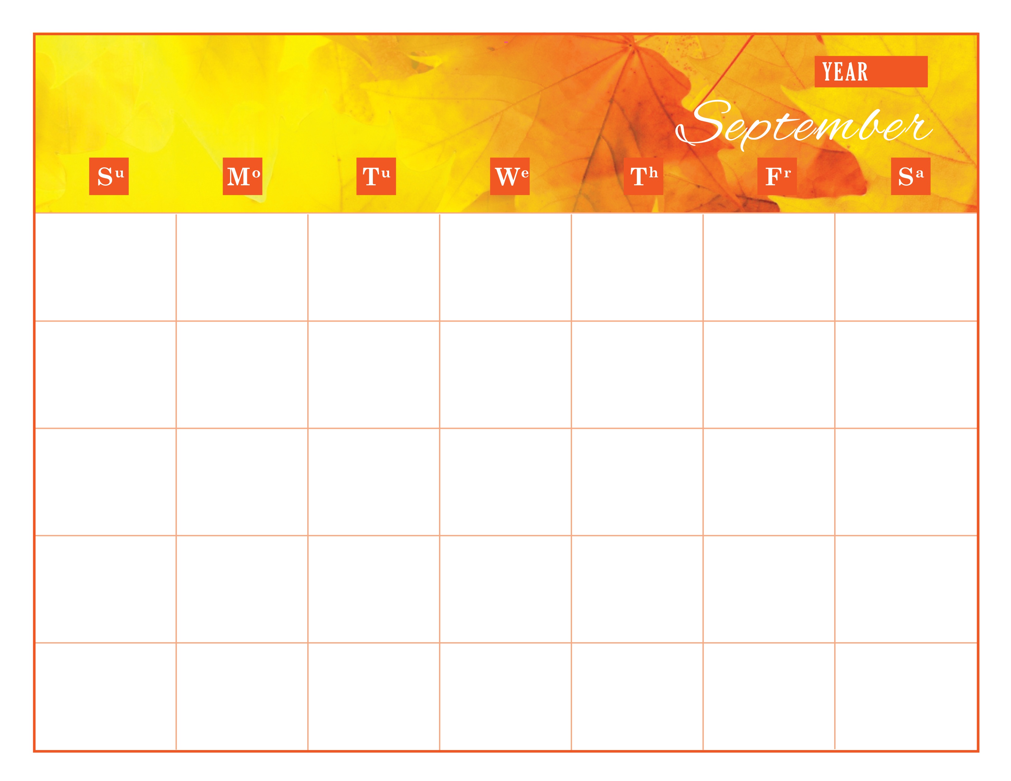 Calendar template september free image download
