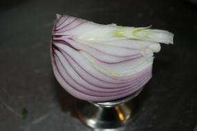 Sliced onions on a stand