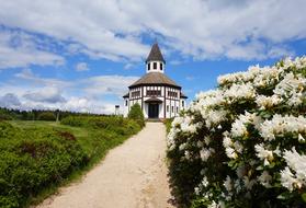 beautiful church in white flowers