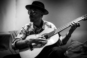 Musician Guitar black and white