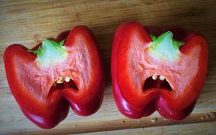 Two halves of red pepper