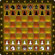 White and black chess pieces, on the colorful chessboard, with the numbers and letters, clipart