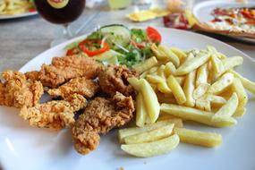 deep fried meat and fries