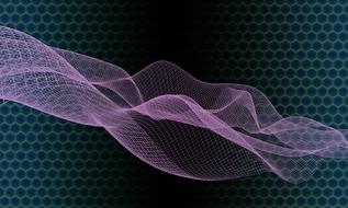 purple waves at dark cells, abstract futuristic background