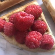 delicious raspberries and waffles