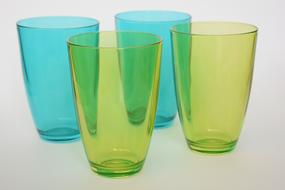 colored glasses on a white background