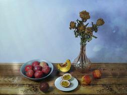 Painted sweet fruit with flowers