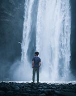 Men Boy and Waterfall