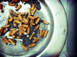 cigarette butts in the plate